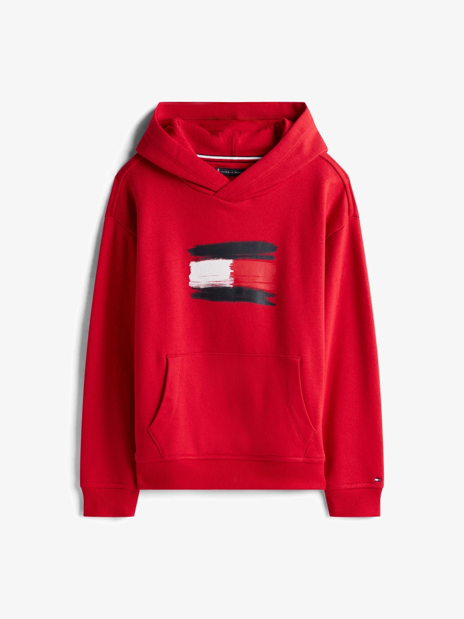 Tommy Hilfiger felpa rossa bambino e ragazzo con cappuccio logo flag