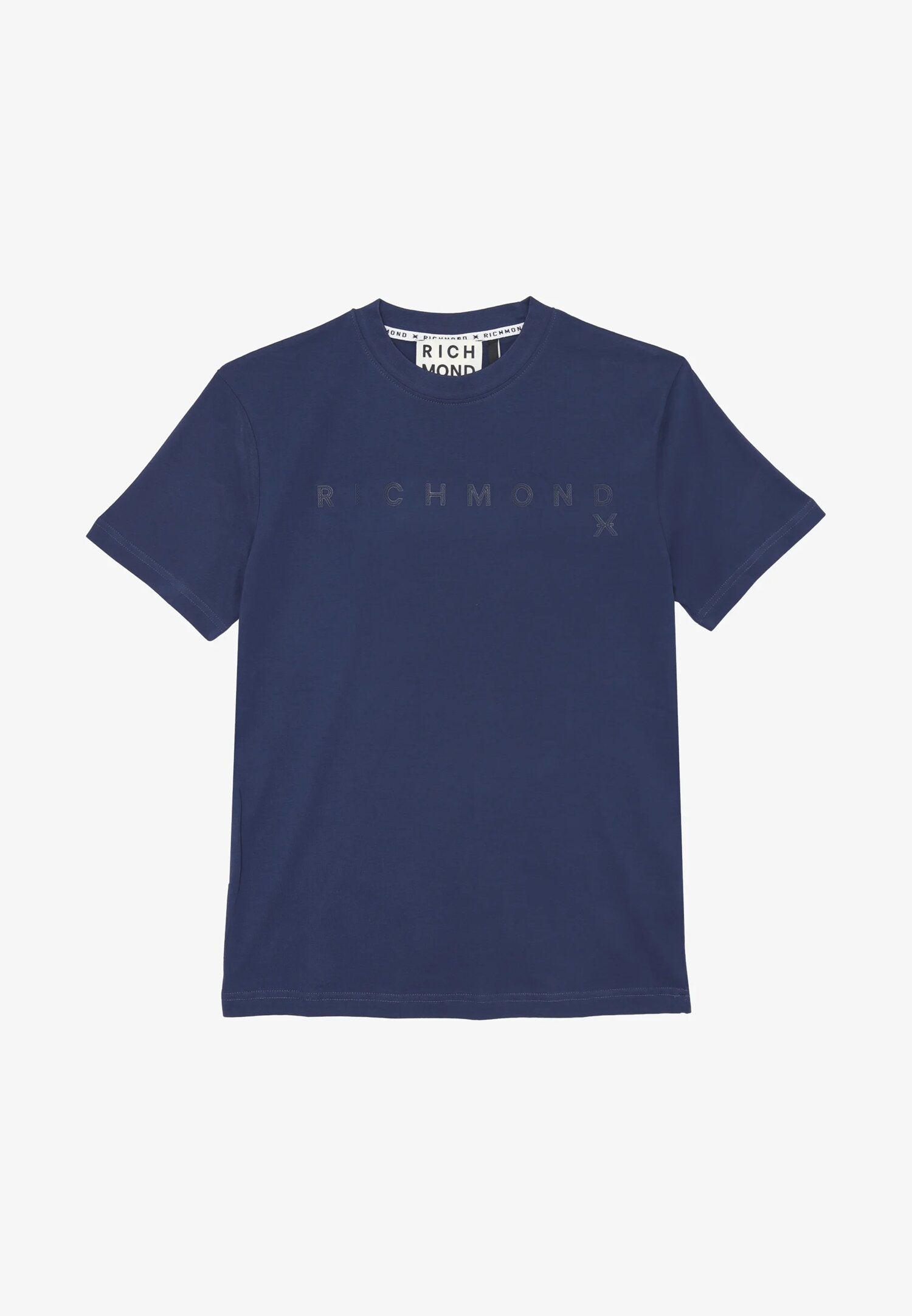 John Richmond t-shirt uomo blu in cotone con stampa logo