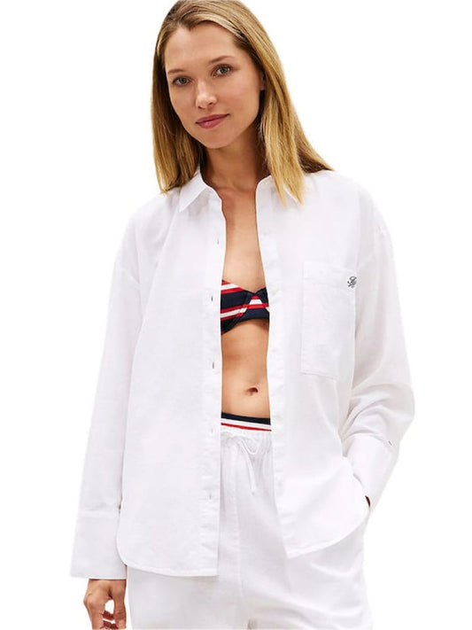 Tommy Hilfiger camicia bianca donna mini logo