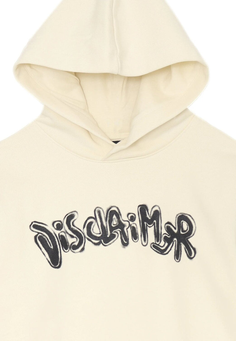 Disclaimer felpa con cappuccio bambino panna cotone inverno logo nero - PANNA | CammarataMode