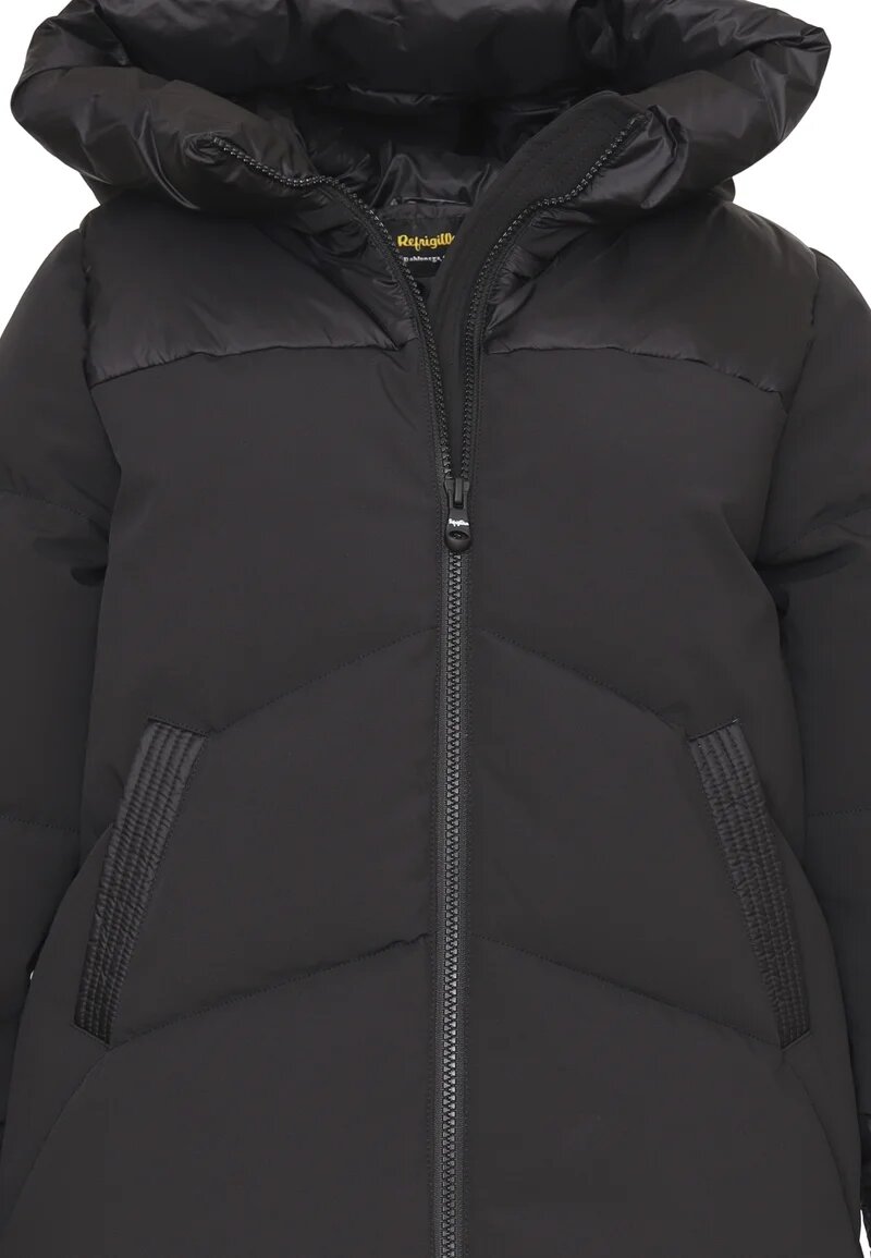 Refrigiwear Giubbotto Nero Bambina In Nylon Con Cappuccio Elegante AI25