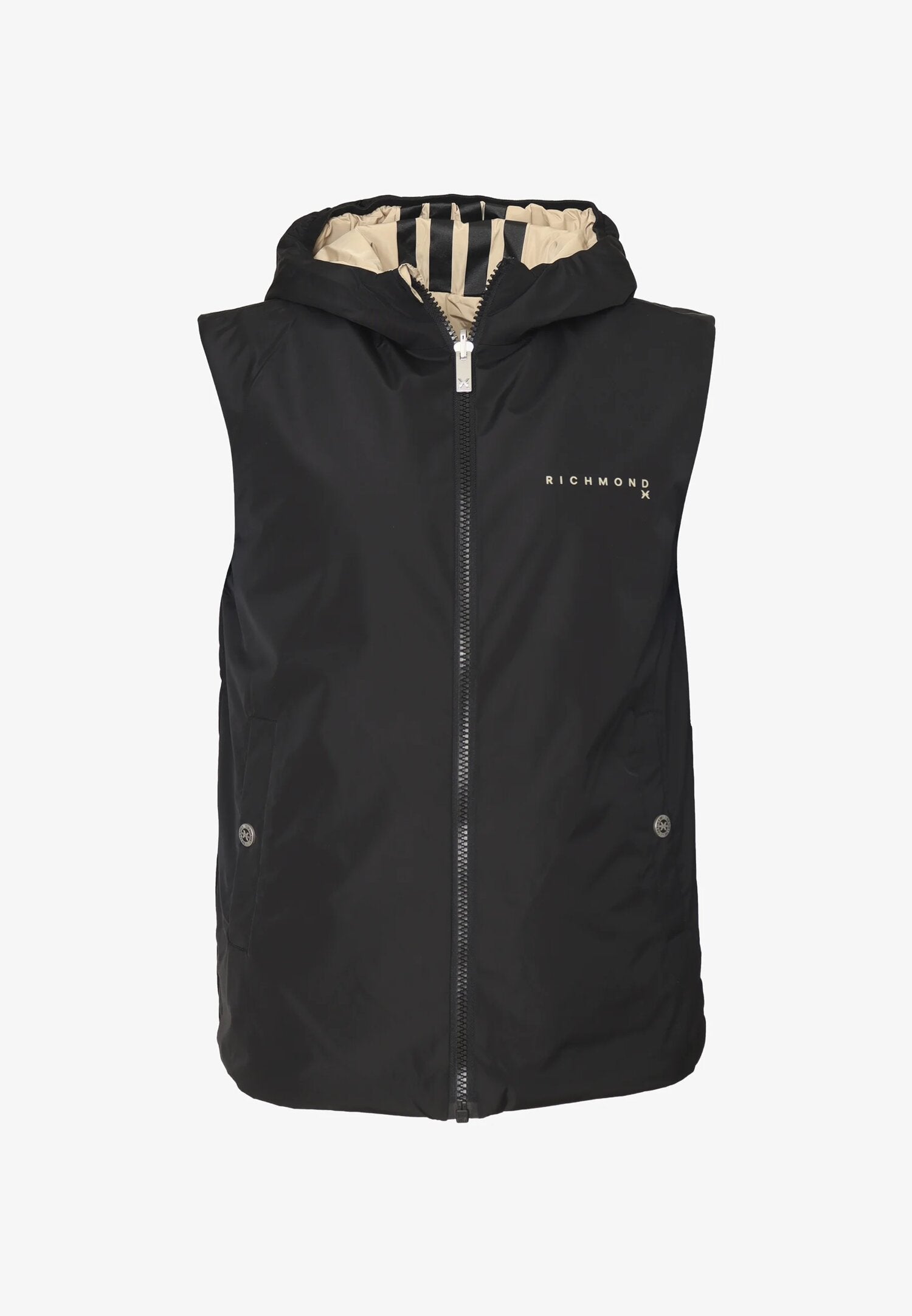 John Richmond Gilet Nero Uomo In Nylon Reversibile Autunnale AI25