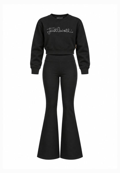 JUST CAVALLI completo nero con felpa girocollo e leggings Bambine e ragazze jga26176fe.ne_