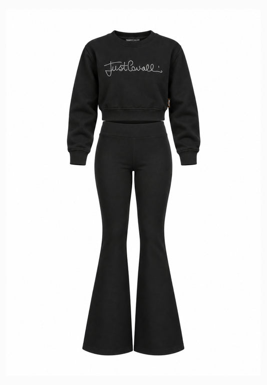 JUST CAVALLI completo nero con felpa girocollo e leggings Bambine e ragazze jga26176fe.ne_