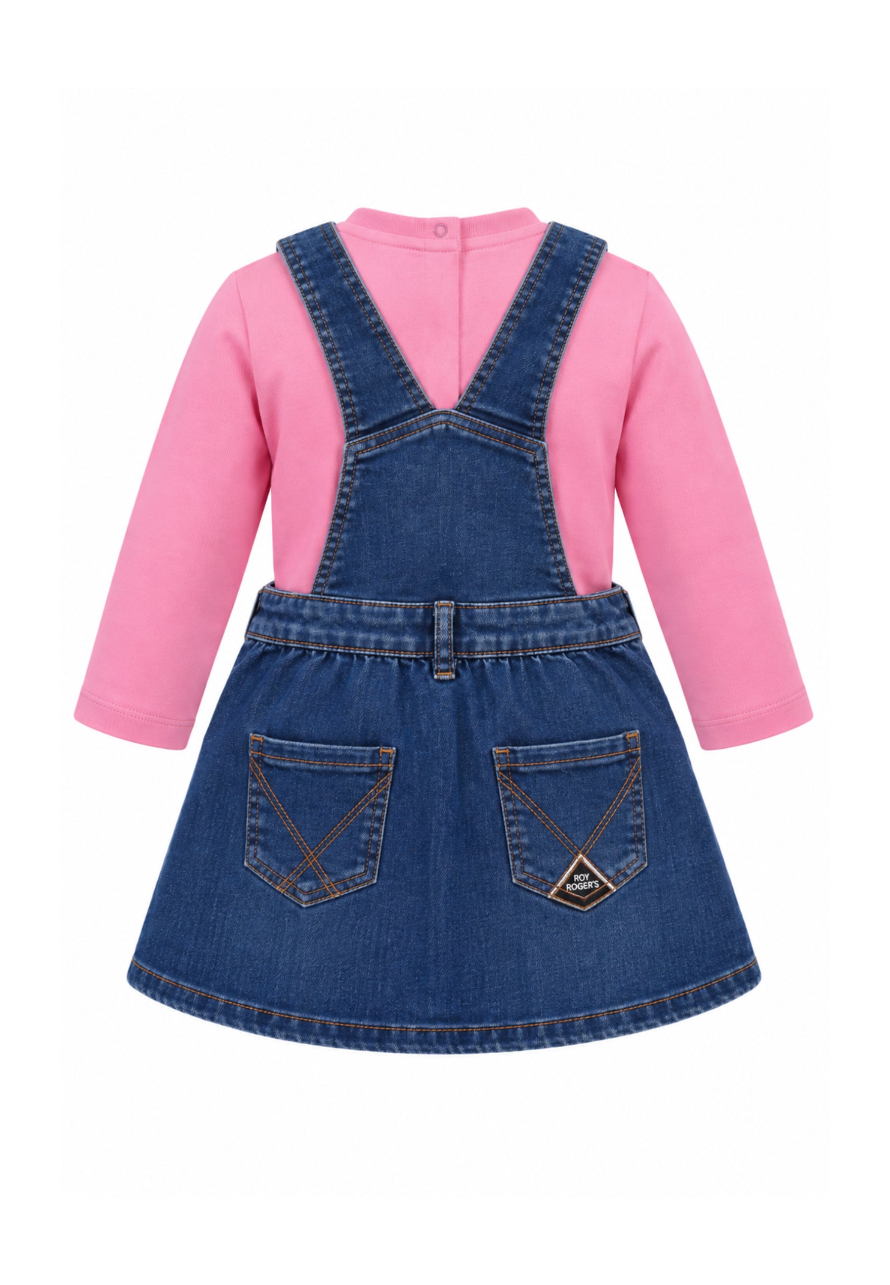 Roy Roger's completo rosa salopette a gonna con maglia a maniche lunghe Bambini e ragazzi rh089/k1.rosa_