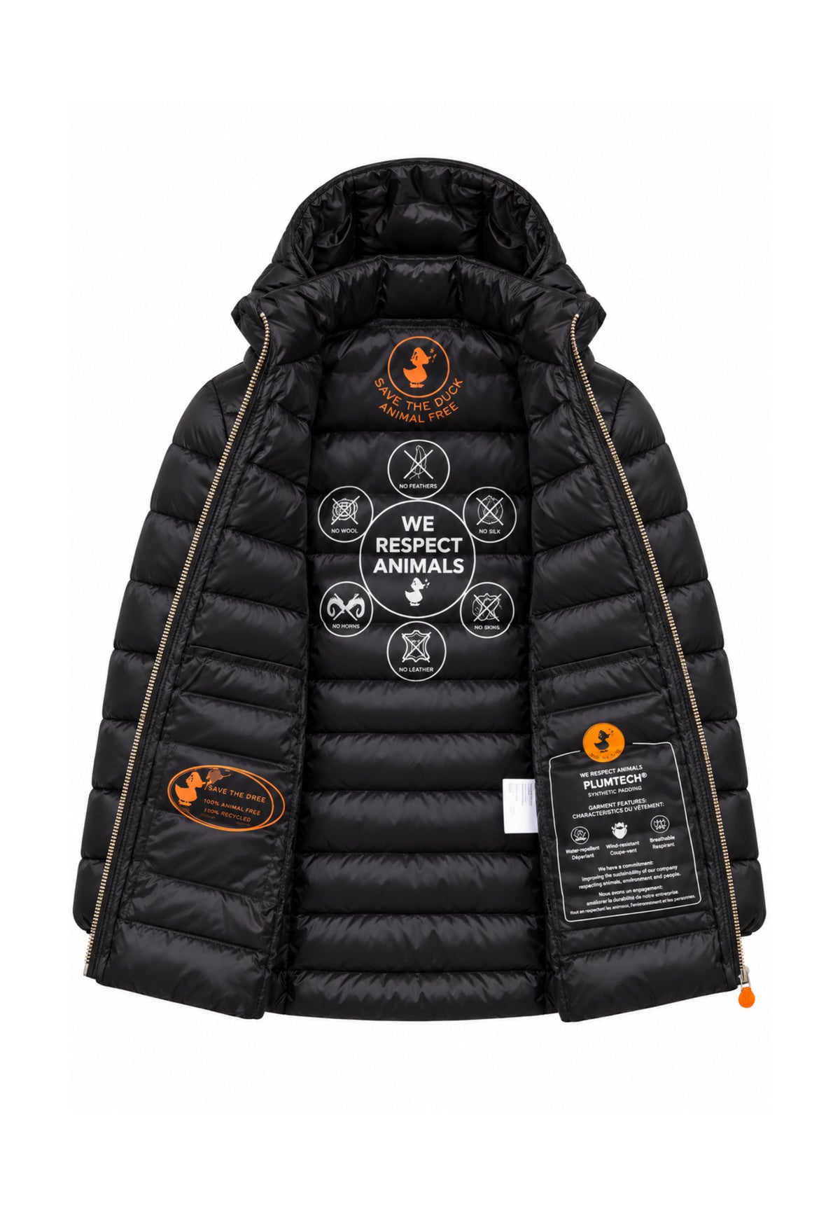 Save the Duck GIUBBOTTO NERO LUNGO SAGOMATO TRAPUNTATO Bambine e ragazze 04-J47300G.NE_