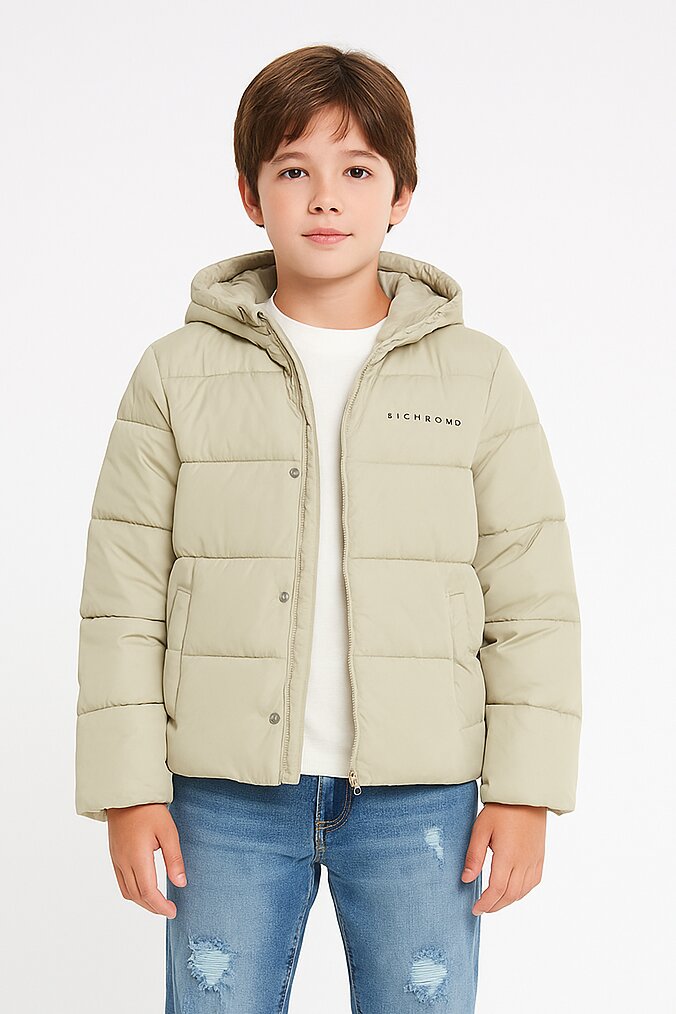 John Richmond Giubbotto Bomber Beige Bambino In Poliestere Con Cappuccio AI25