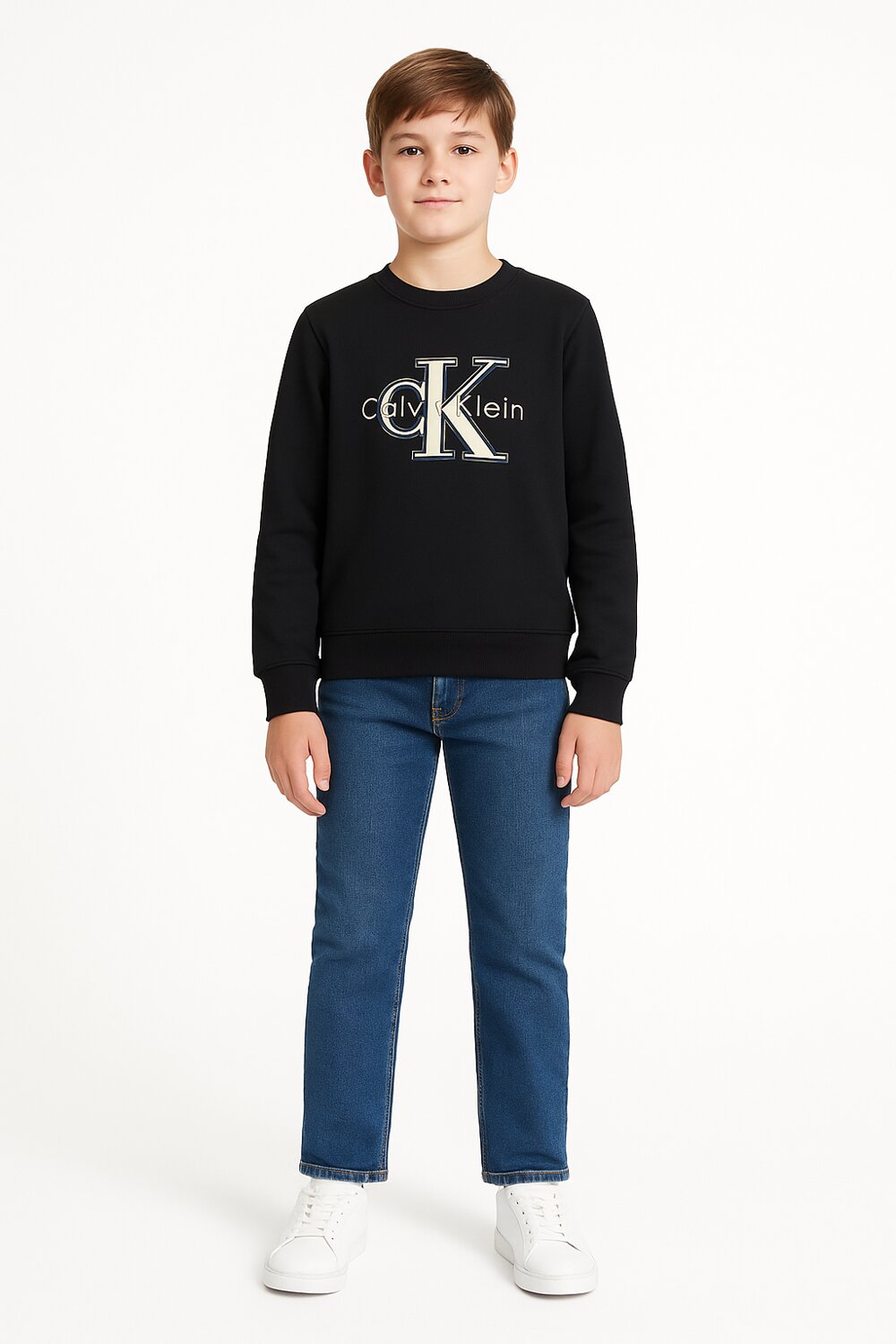 Calvin Klein Felpa Bambino Festive Mono Logo - Nera