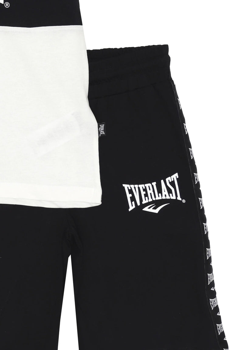 Everlast Completo t-shirt e bermuda Bambino off white nero 8-16 anni bande logo - BIANCO | CammarataMode