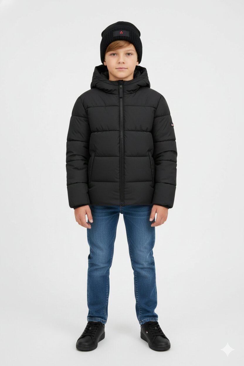 Peuterey piumino invernale bambino e ragazzo nero con cappuccio