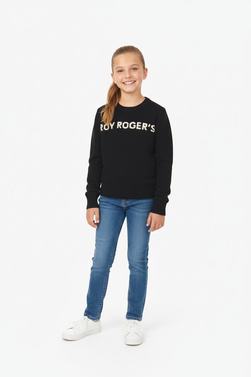 Roy Rogers Maglione Bambina Logo Ricamato - Nero (2-16 Anni)