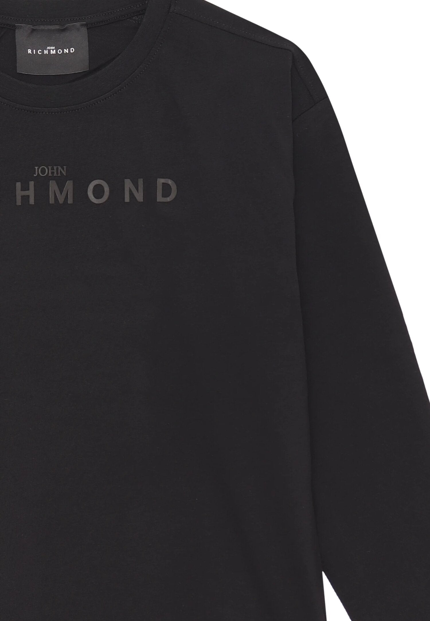 John Richmond T Shirt Nero Bambino Basica In Jersey Maniche Lunghe Scuola AI25