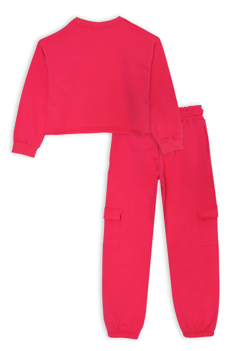 Fuchsia complete Dimensione Danza girl's crop sweatshirt and cargo pants - FUCHSIA | CammarataMode
