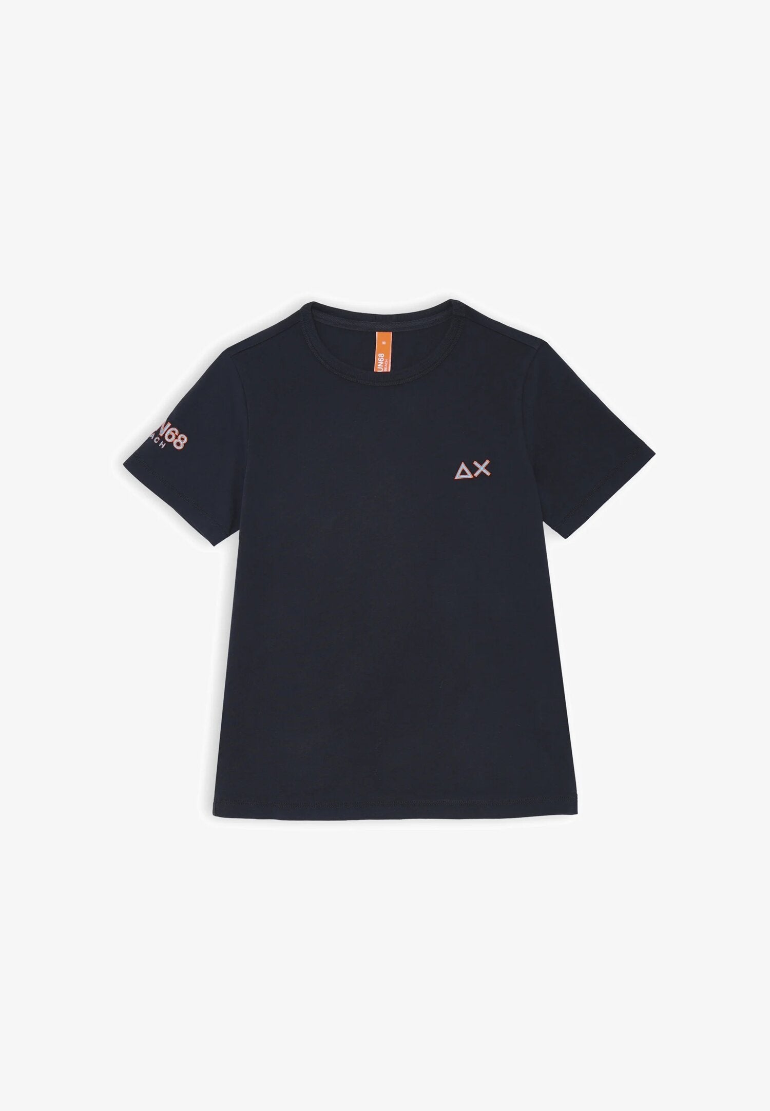 T-shirt blu bambino Sun68 manica corta logo discreto cotone estivo | CammarataMode
