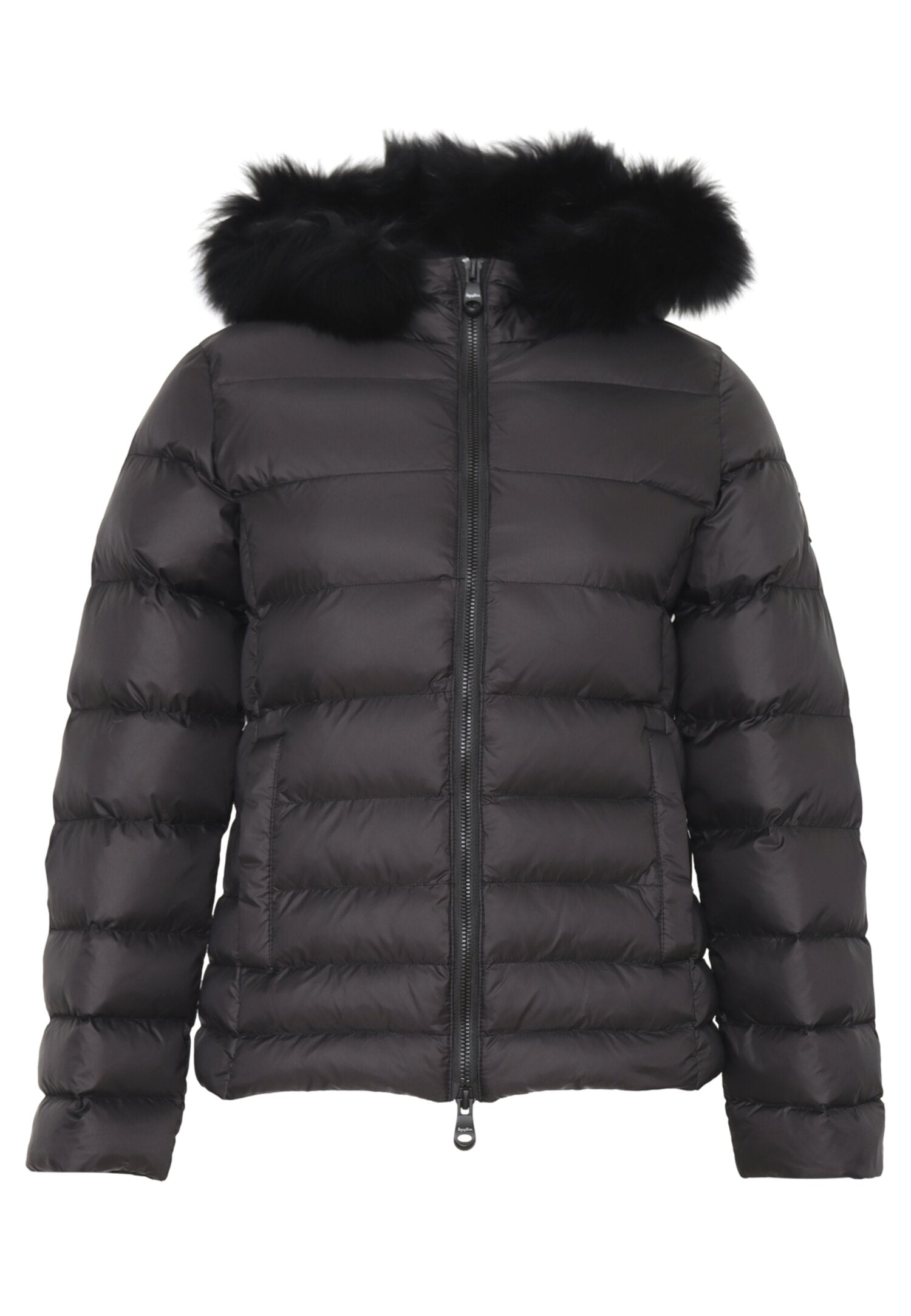 Refrigiwear Giubbotto Nero Bambina In Nylon Con Pelliccia Invernale AI25