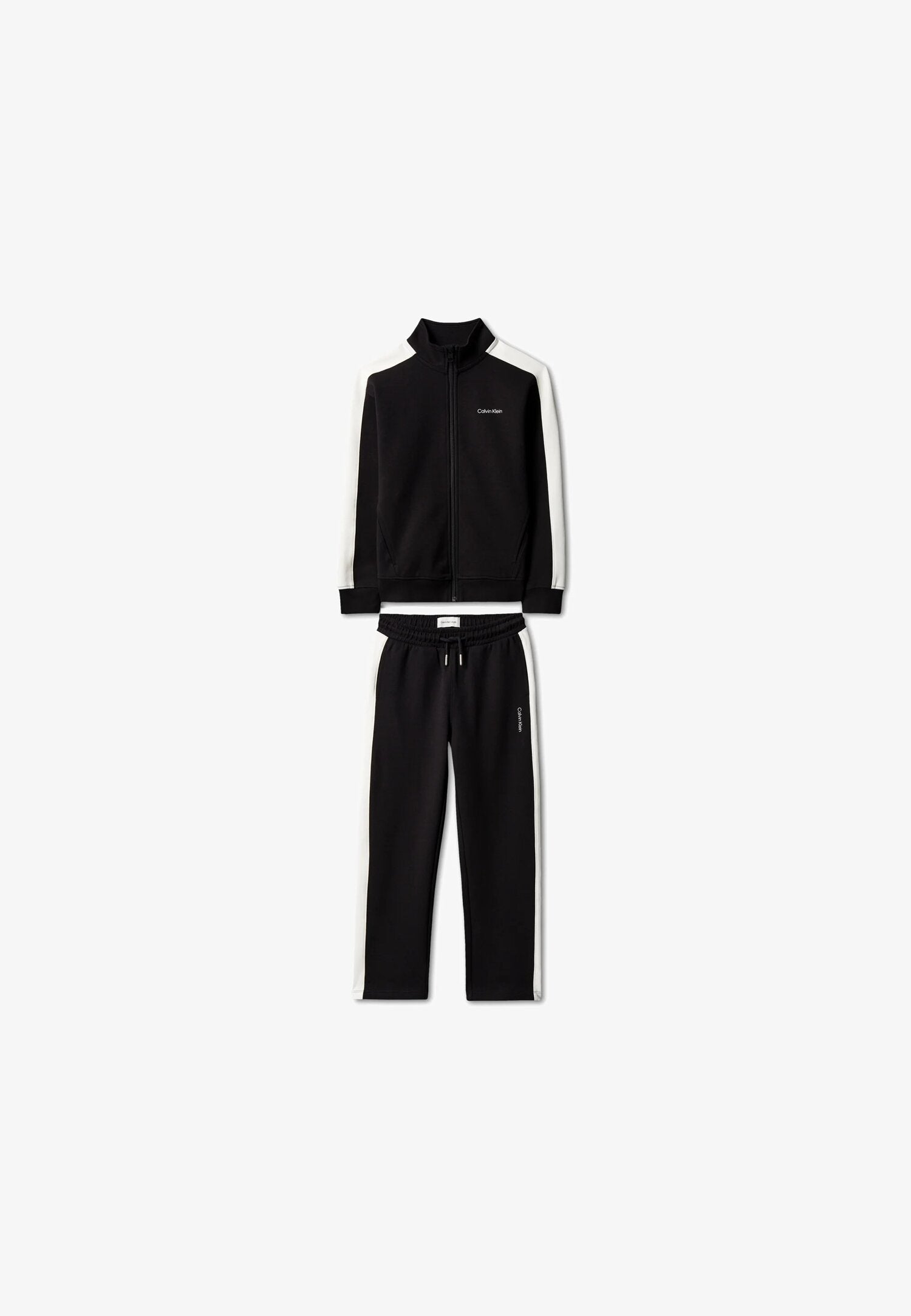 Calvin Klein Tuta Nera Con Giacca Zip Strisce Panna Bambino LVCKTJI17BBEH_