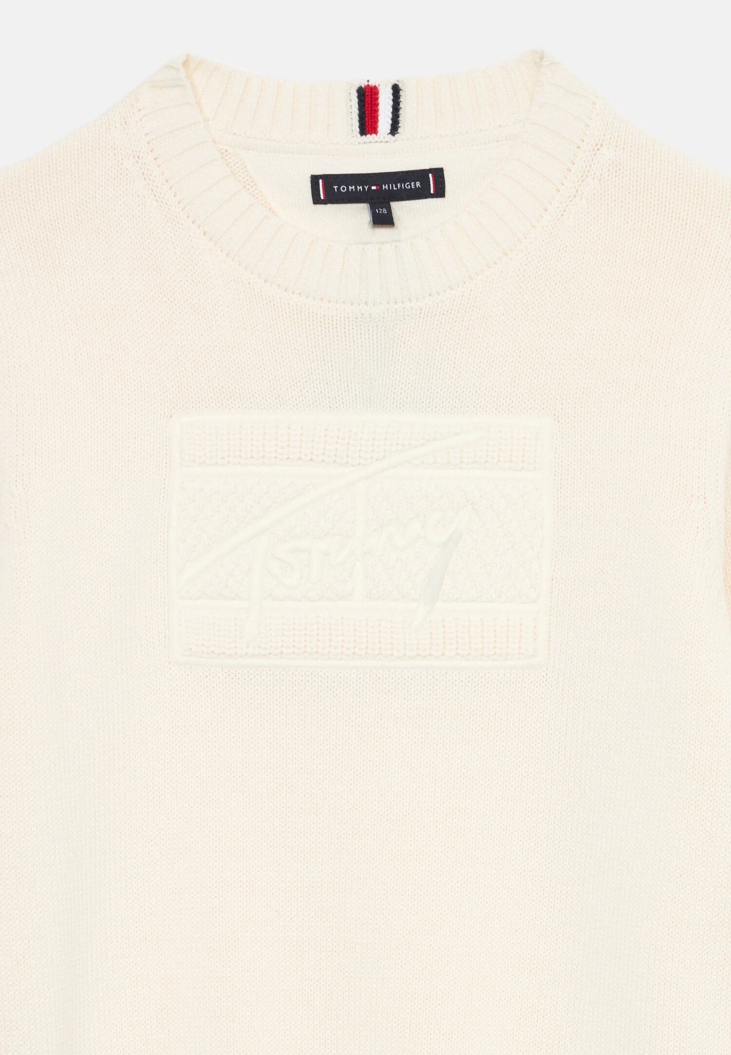 Tommy Hilfiger Maglione Panna Bambino In Cotone Scollo Tondo | Quotidiano AI 25 | CammarataMode