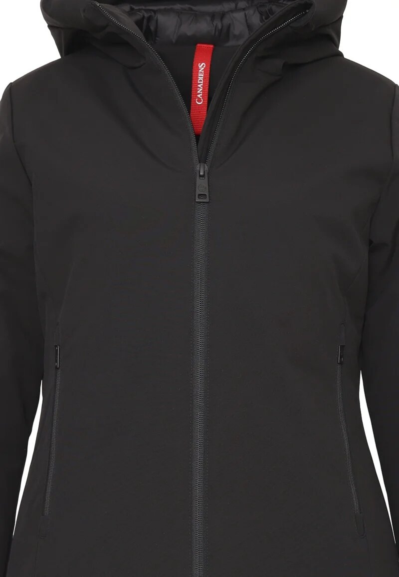 Canadiens Giubbotto Nero Bambina In Tessuto Con Cappuccio Elegante AI25