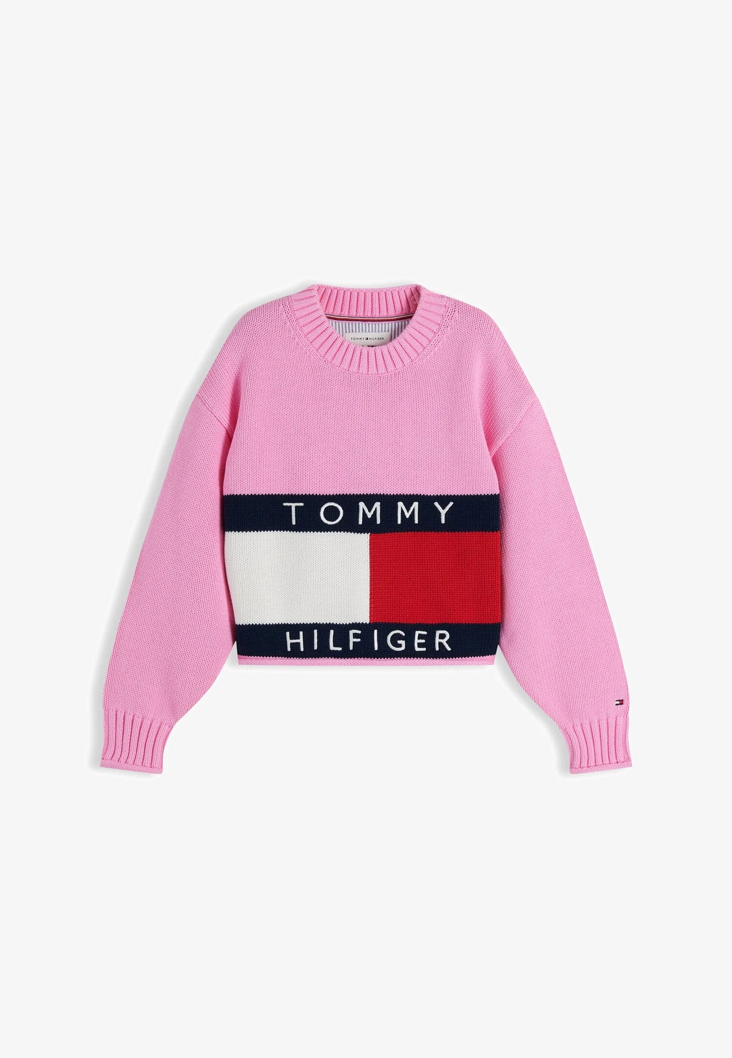 Tommy Hilfiger Maglione Crop Rosa Con Logo Grande Bambina KG0KG08922TOU_