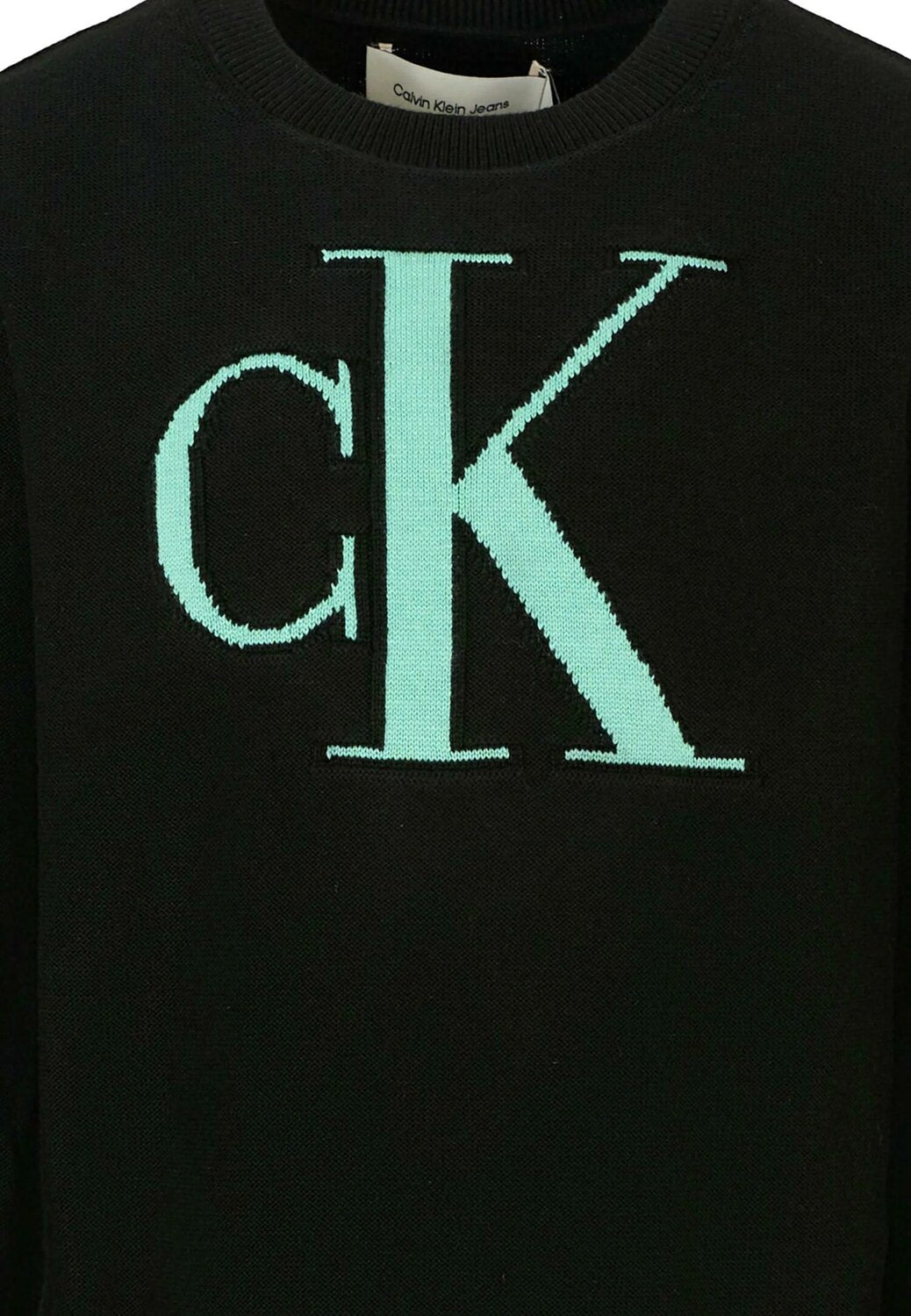Calvin Klein Maglione Nero Bambino In Cotone Girocollo Sportivo AI25