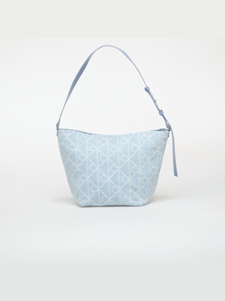 Calvin Klein borsa in denim chiara donna logo all over