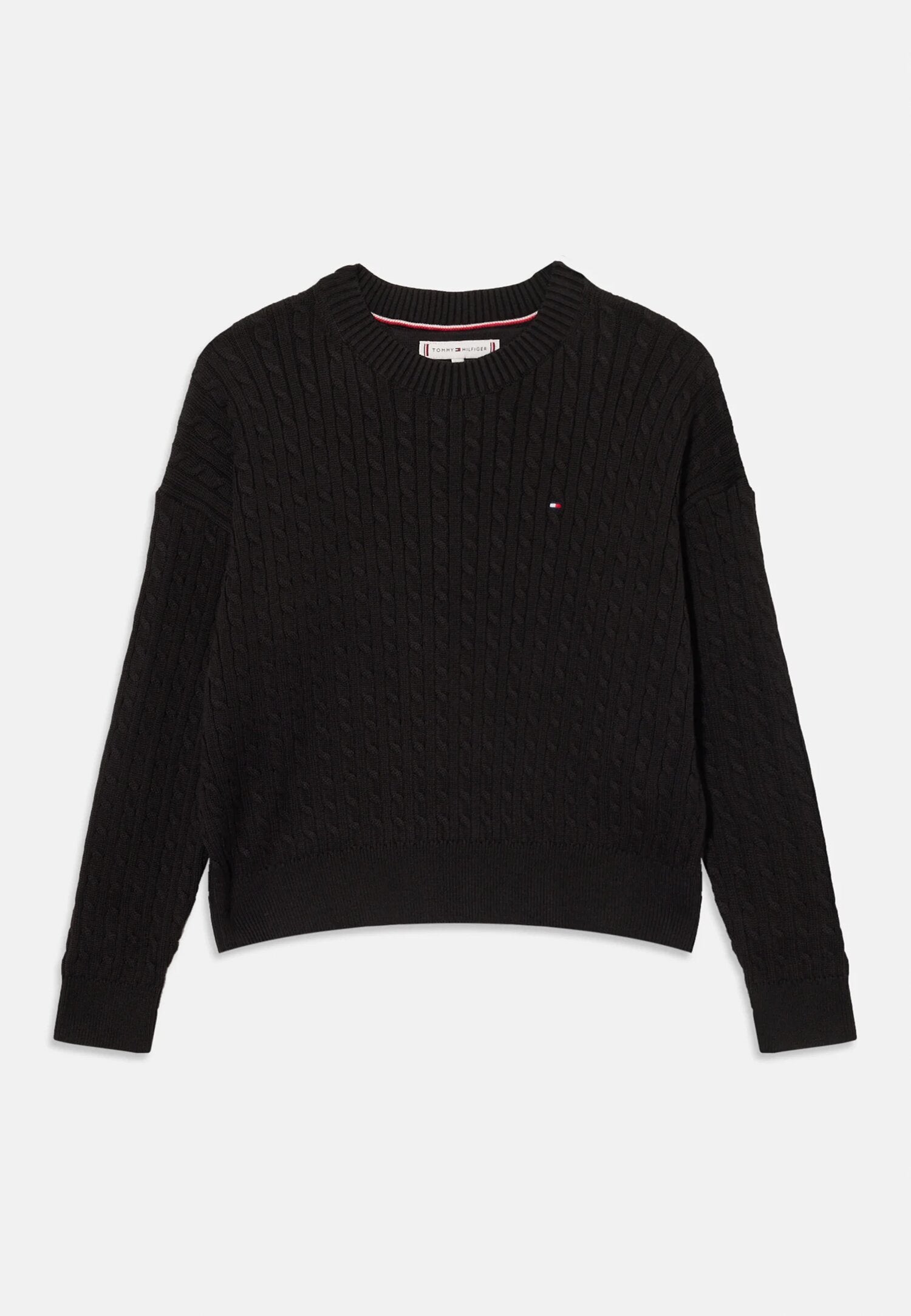 Tommy Hilfiger Maglia Nero Bambina In Cotone Girocollo | Passeggio AI25 | CammarataMode