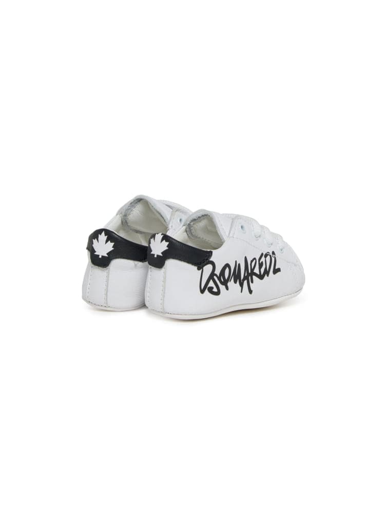 Dsquared sneakers culla in pelle bianca con logo Bambino