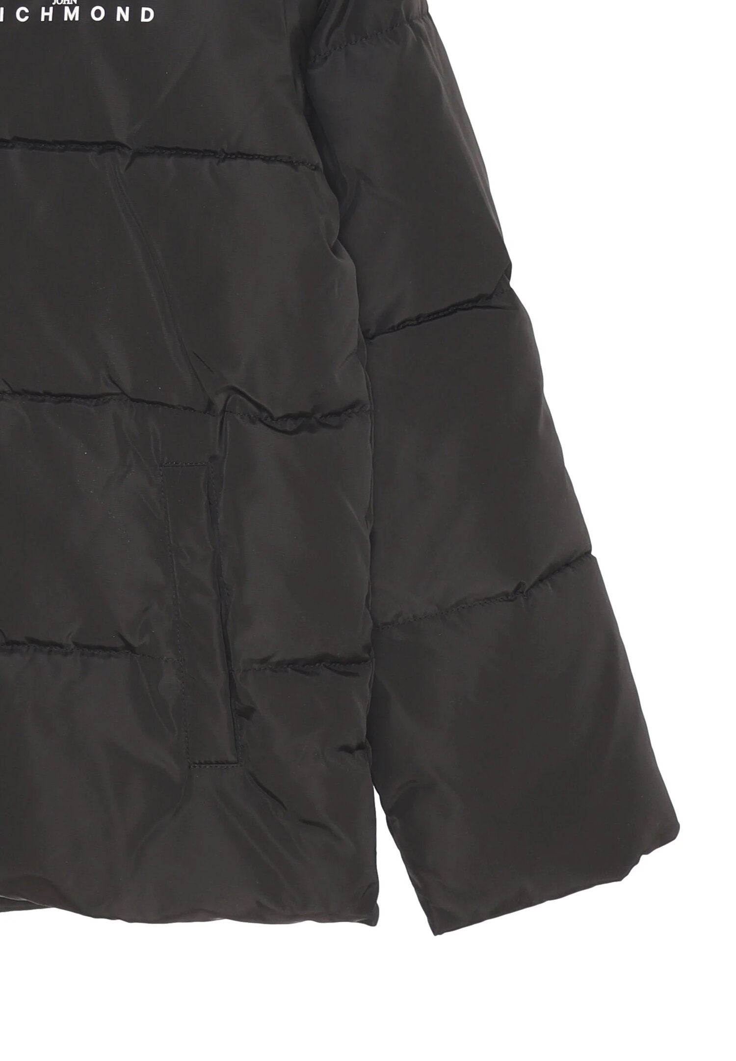 John Richmond Giubbotto Bomber Nero Bambino In Poliestere Con Cappuccio Scuola