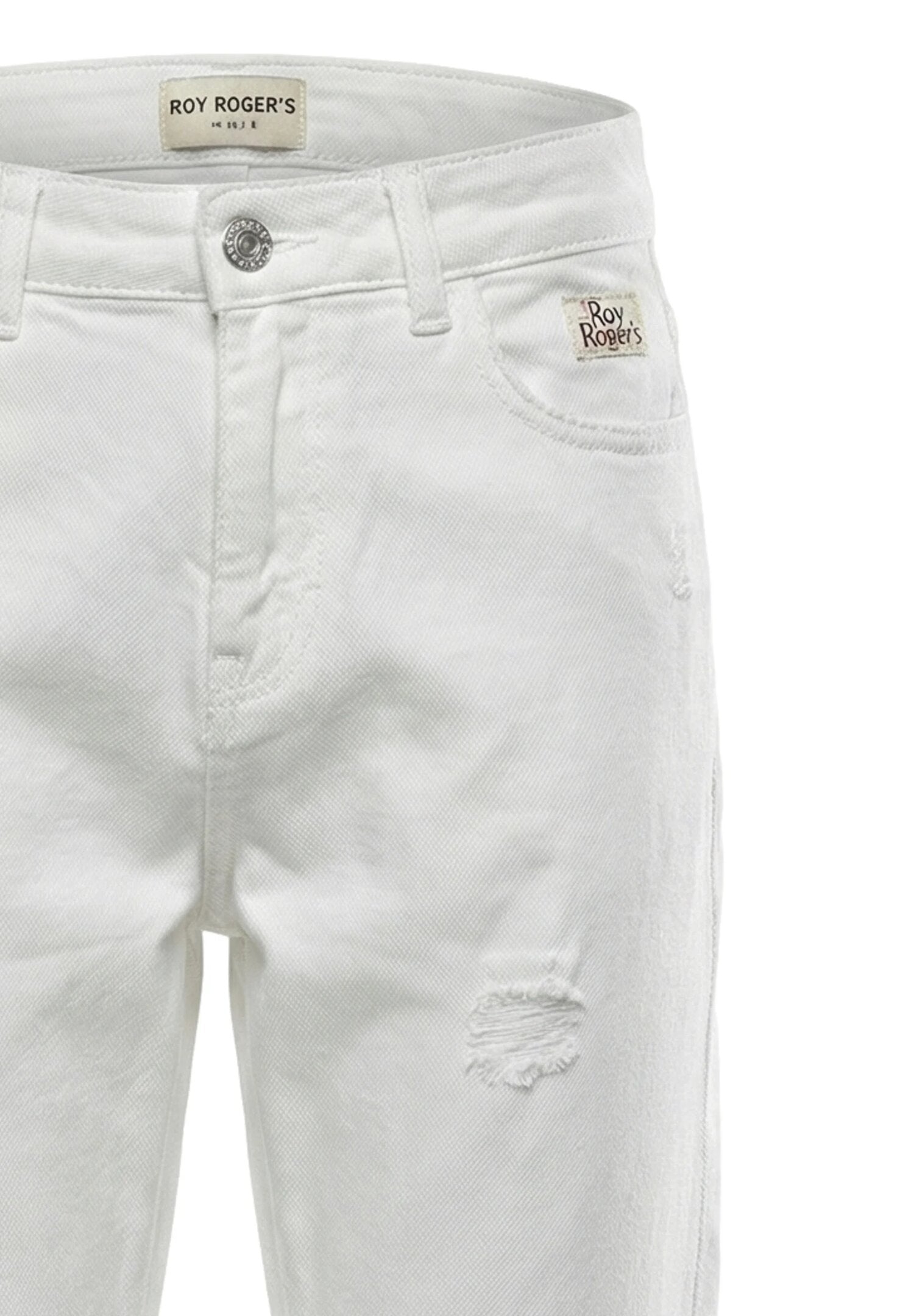 Roy Roger's Jeans Bianco Strappato a Linea Dritta Bambino RG127_
