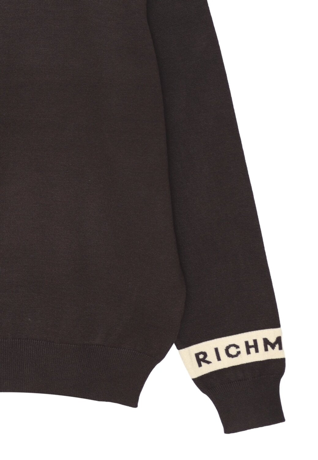 John Richmond maglia uomo lana marrone collo tondo polsini logo | CammarataMode