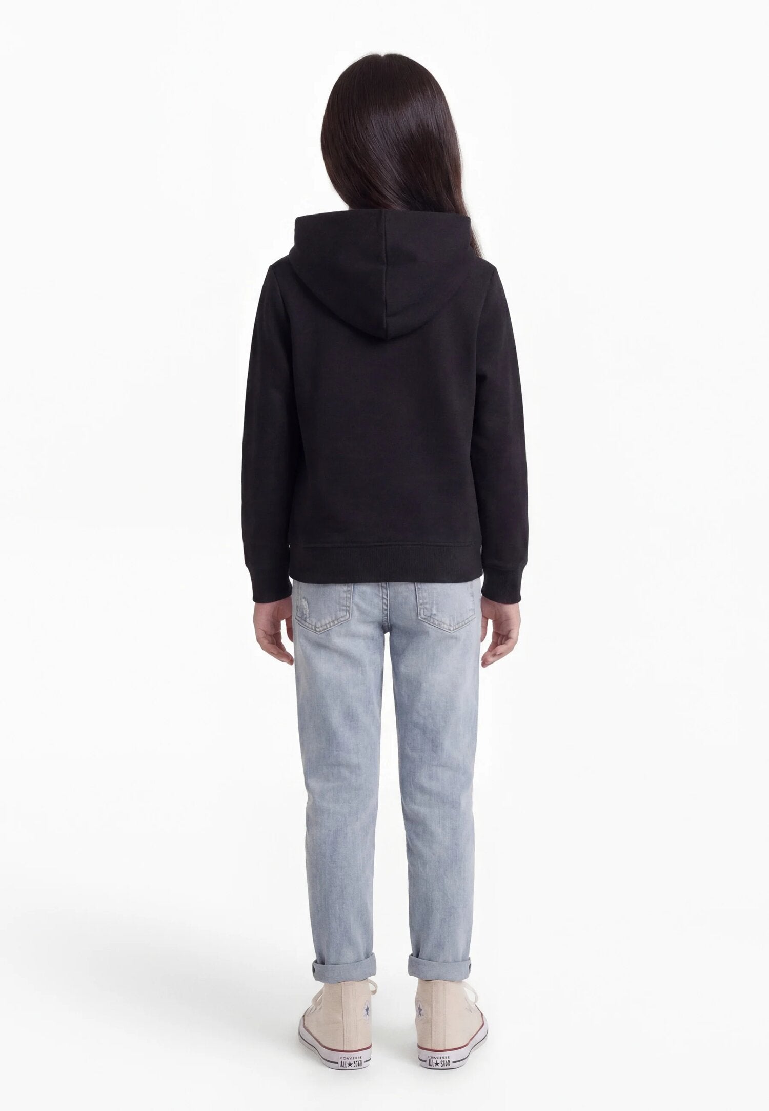 Calvin Klein Felpa Nera Con Cappuccio Logo Centrale Bambino LV1CKTJB09BEH_