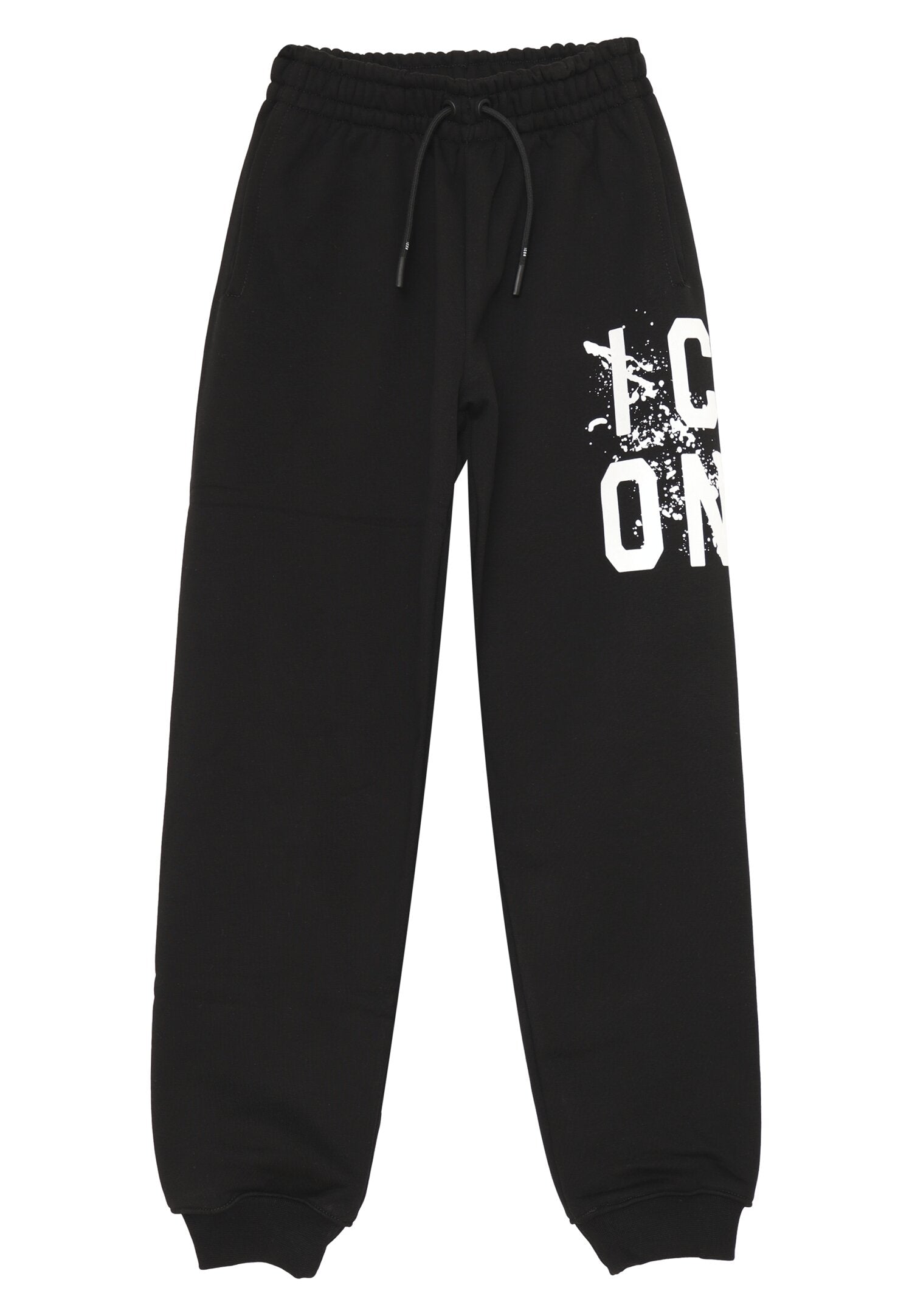 Icon Pantalone Nero Bambino In Cotone Vita Regolabile Sportivo AI25