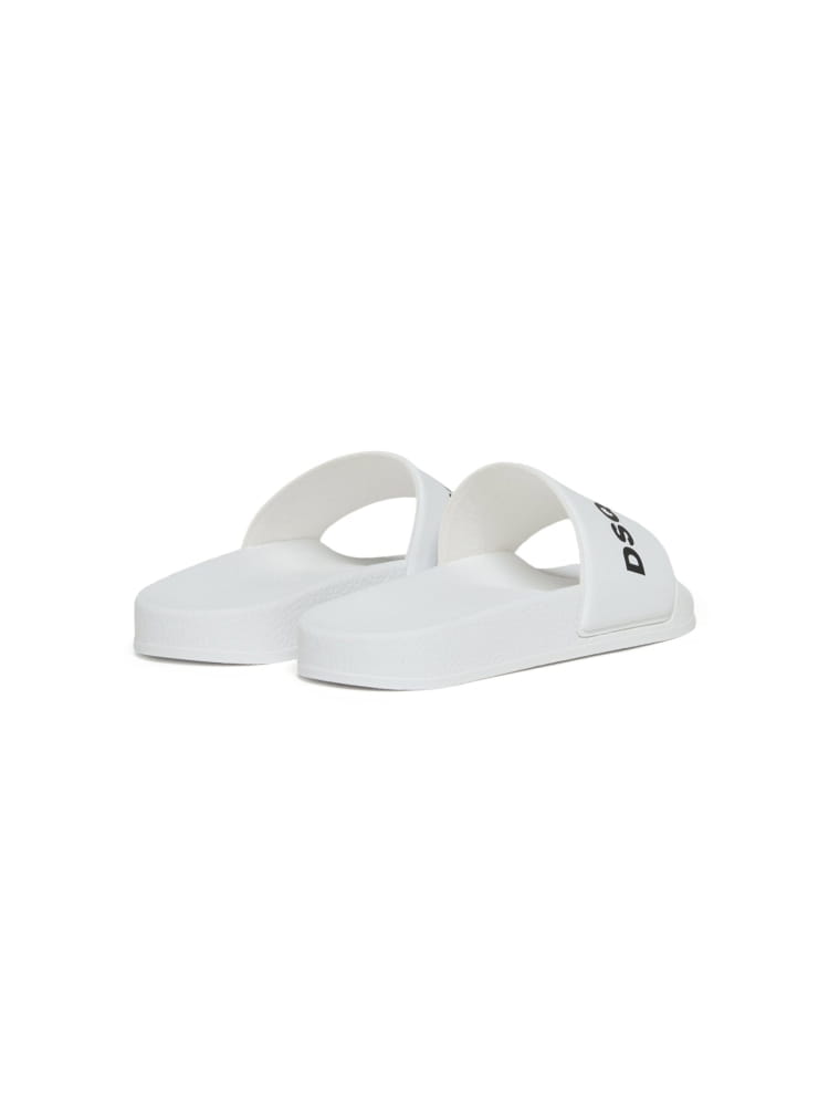Dsquared ciabatte piscina kids/junior bianco con logo lettering in contrasto Bambino