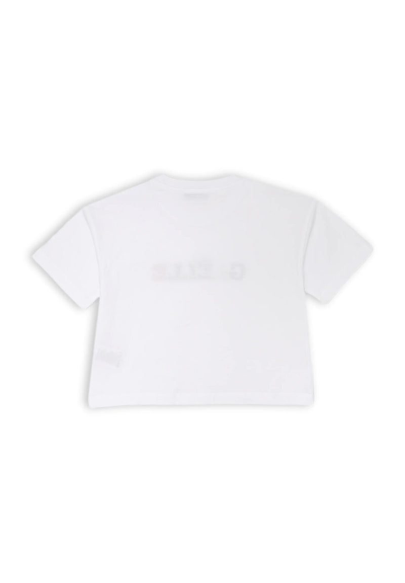 Maglia bianca Gaelle ragazza stampa multicolore cotone estivo regular fit - BIANCO | CammarataMode