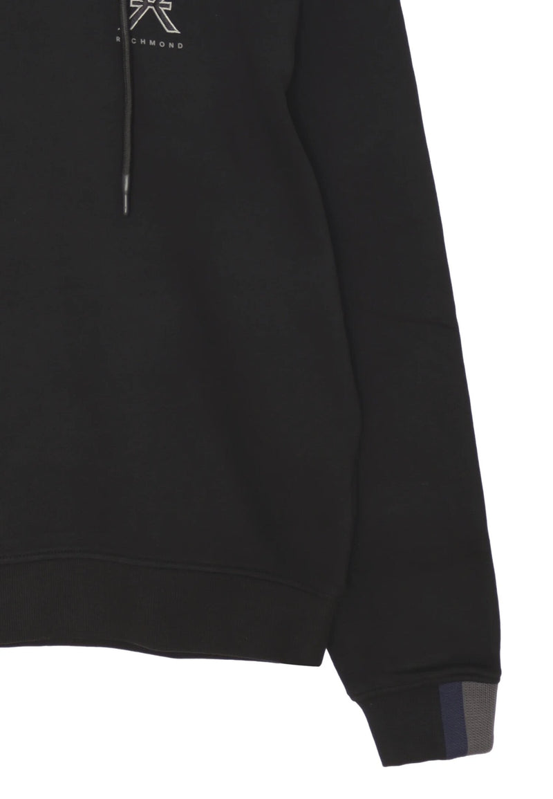 John Richmond felpa uomo berry con cappuccio in cotone logo ricamato - NERO | CammarataMode