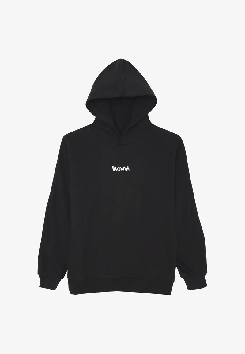 Disclaimer felpa con cappuccio bambino nera cotone inverno logo bianco - NERO | CammarataMode
