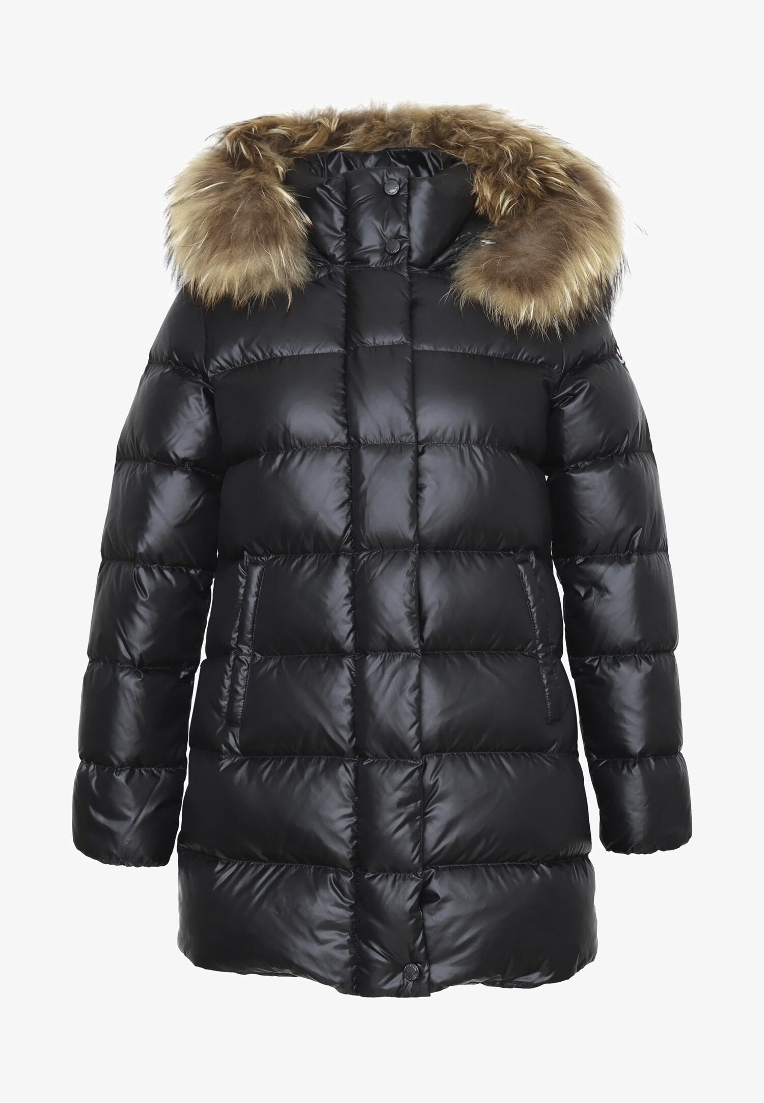 Canadiens Piumino Nero Bambina In Nylon Con Pelliccia Stile Elegante AI25