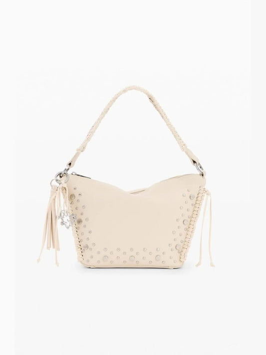 Desigual borsa a mano con tracolla gallium munich mini in ecopelle panna con borchie