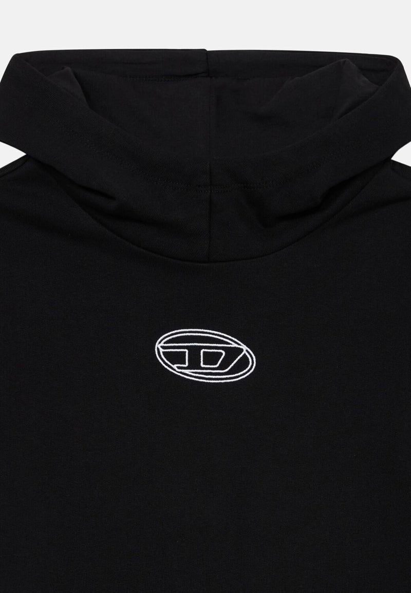 Diesel vestito lungo bambina ragazza nero con cappuccio logo ricamato - NERO | CammarataMode