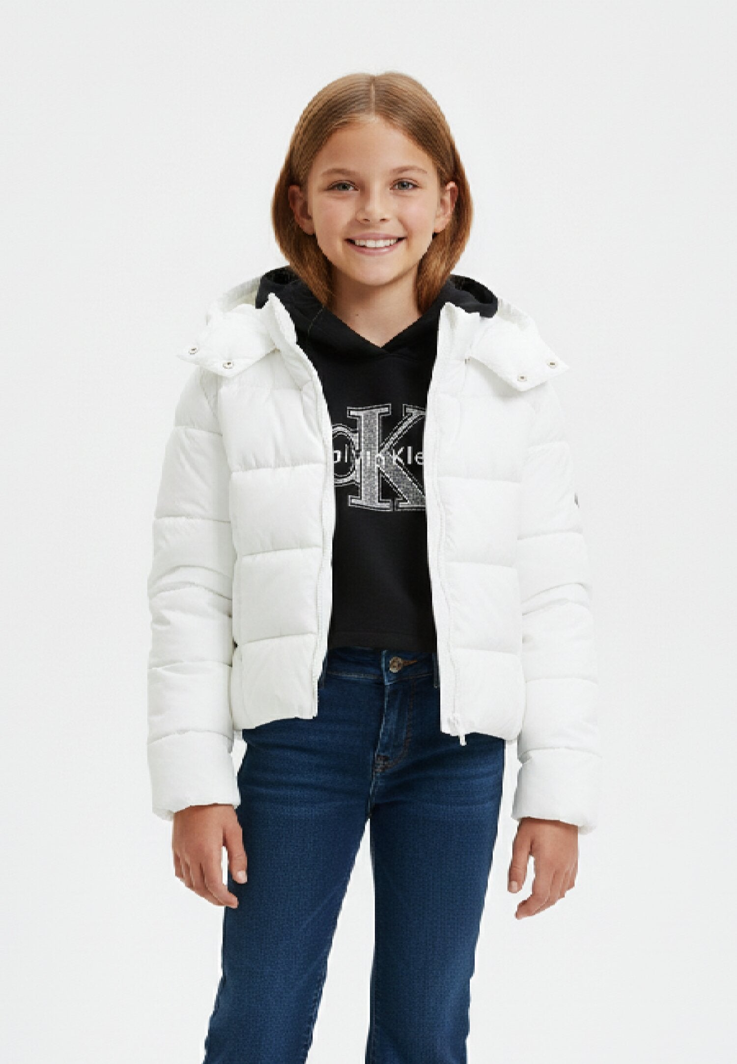 Save The Duck Giubbotto Bambina Bianco In Nylon Con Cappuccio Uso Sportivo AI25