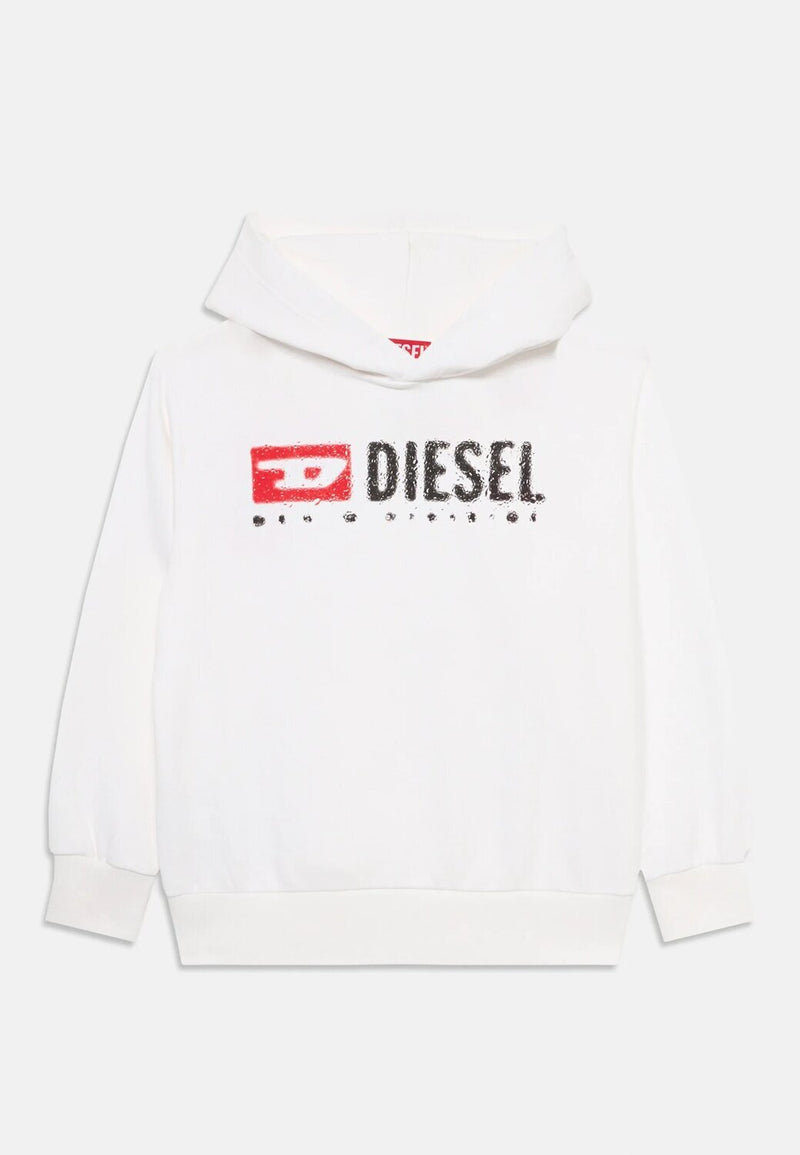 Diesel felpa bambino ragazzo bianca con cappuccio logo stampato - BIANCO | CammarataMode