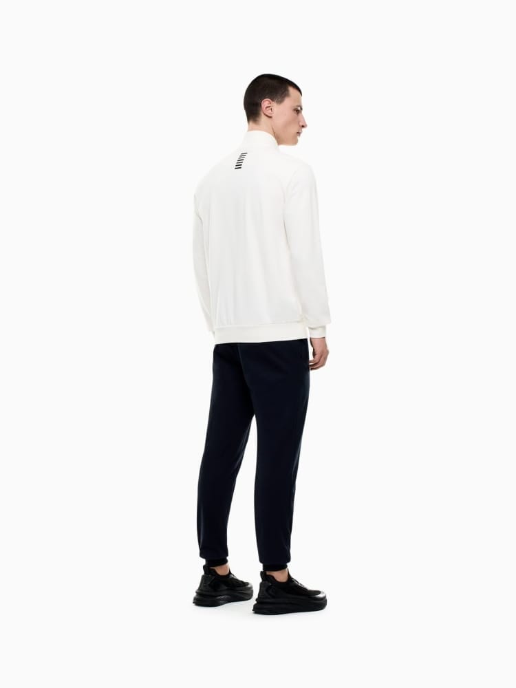Emporio Armani tuta core identity in cotone bianco con pantalone nero