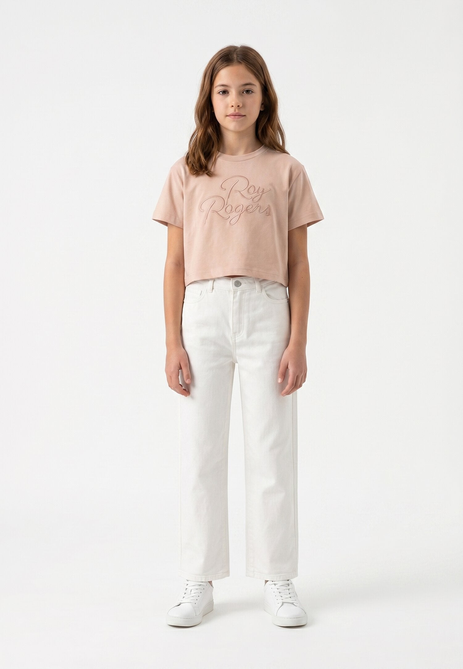 Roy Roger's Jeans Largo Bianco Cinque Tasche Bambina RG181_