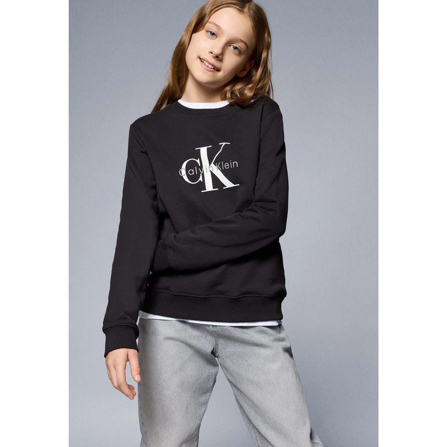 Calvin Klein Felpa Nero Bambino In Cotone Girocollo | Sportivo PE26