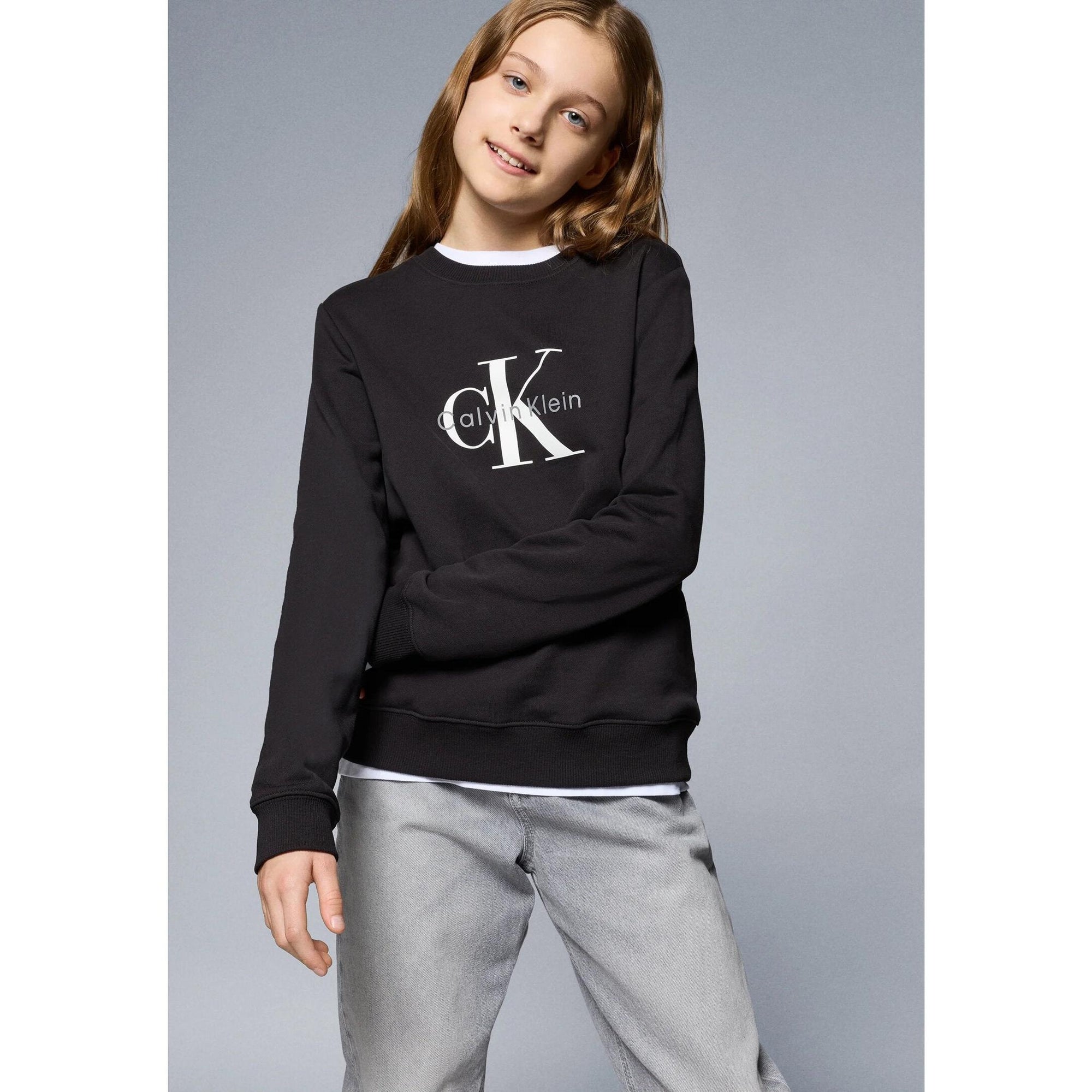 Calvin Klein Felpa Nero Bambino In Cotone Girocollo Sportivo PE26