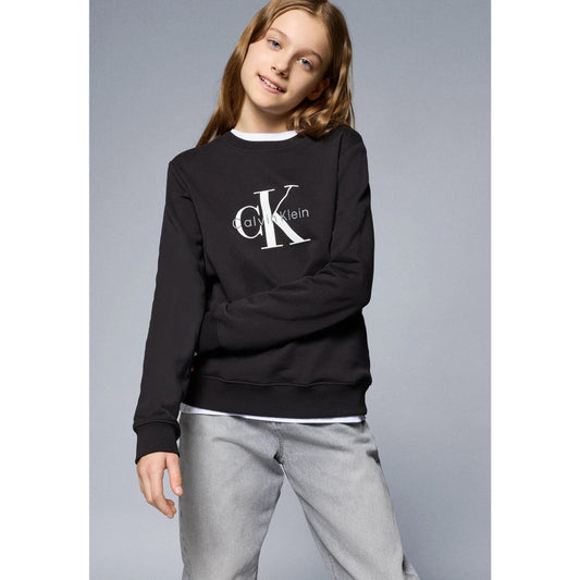 Calvin Klein Felpa Nero Bambino In Cotone Girocollo | Sportivo PE26