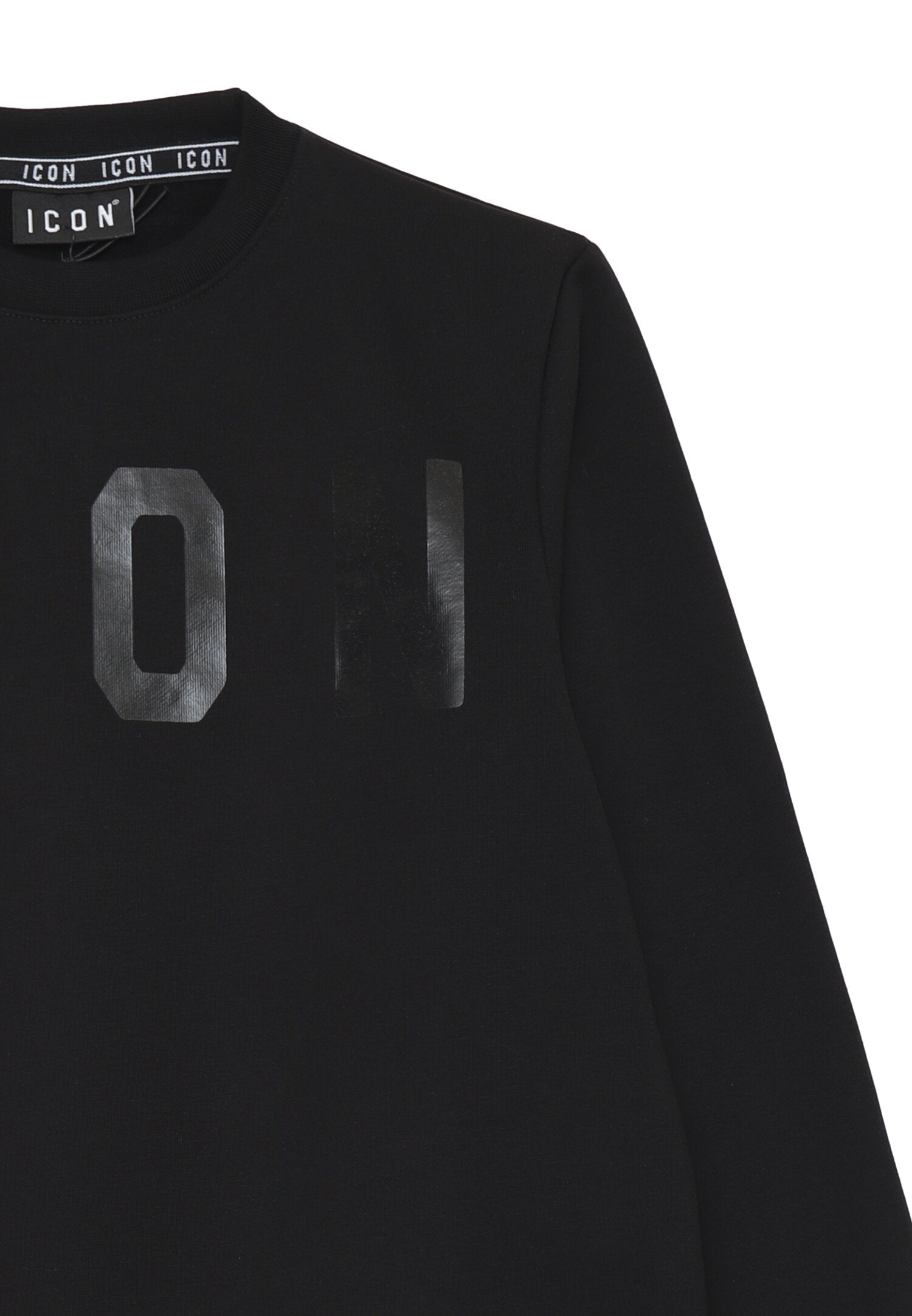 Icon Felpa Nero Bambino In Cotone Girocollo Sportivo AI25