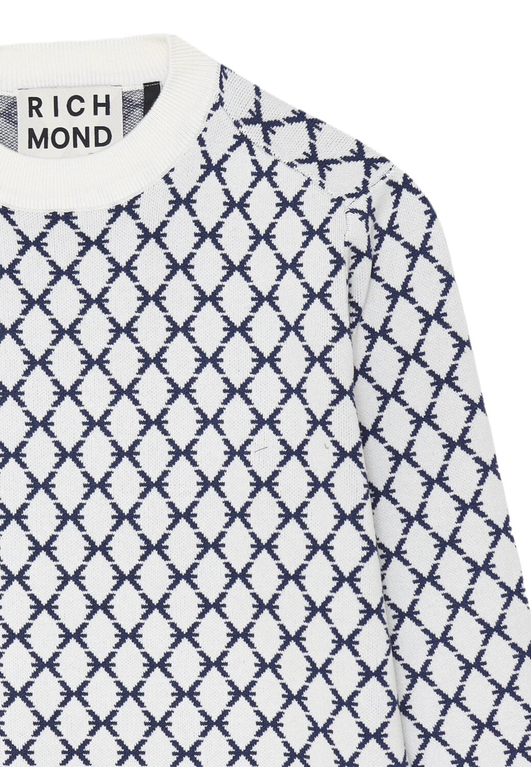 John Richmond maglione uomo off white lana rasata fantasia geometrica