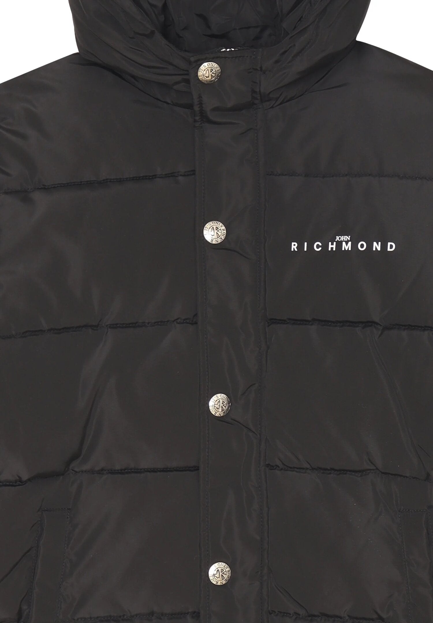John Richmond Giubbotto Bomber Nero Bambino In Poliestere Con Cappuccio Scuola