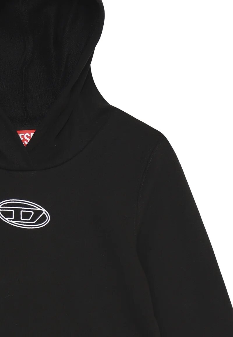 Diesel Felpa Corta Bambina Nero In Cotone Con Cappuccio | da Passeggio AI 25 | CammarataMode